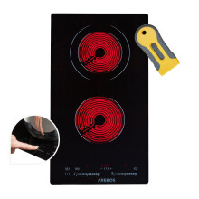 AREBOS glass ceramic hob | 3200 W | 2 hobs | 30cm | autarkic | with Sensor Touch | child safety lock | overheating protection | auto switch-off