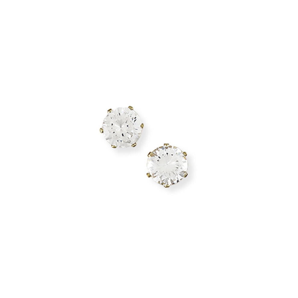 9ct Gold  CZ 6 Claw Stud Earrings - 7mm - SENR02307