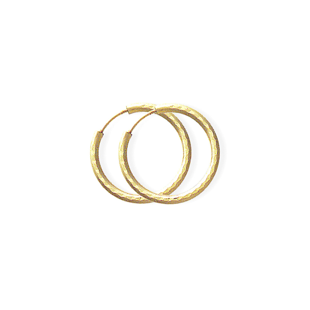 Jewelco London Ladies 9ct Yellow Gold 1.2mm Diamond-cut Sleeper Hoop Earrings - 18mm - SENR02937