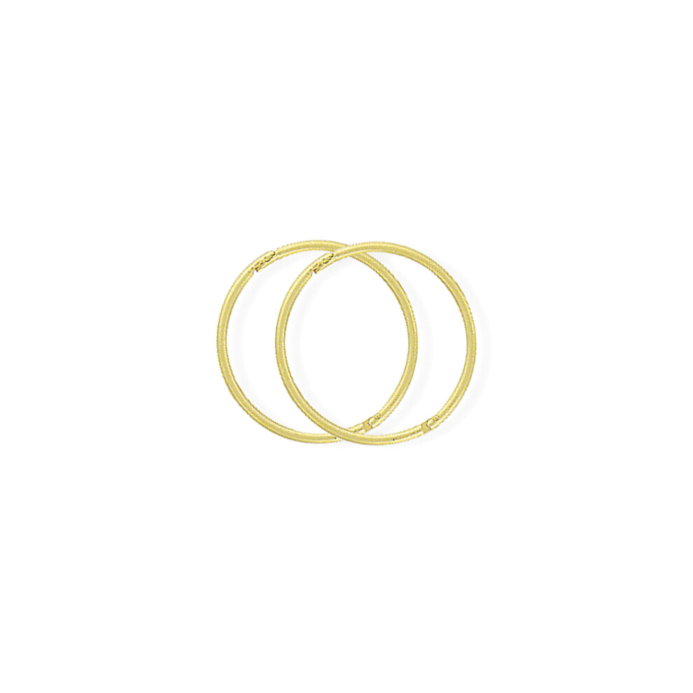 Jewelco London Ladies 9ct Yellow Gold 1mm Gauge Thin Hinged Sleeper Hoop Earrings - 16mm - SENR02955