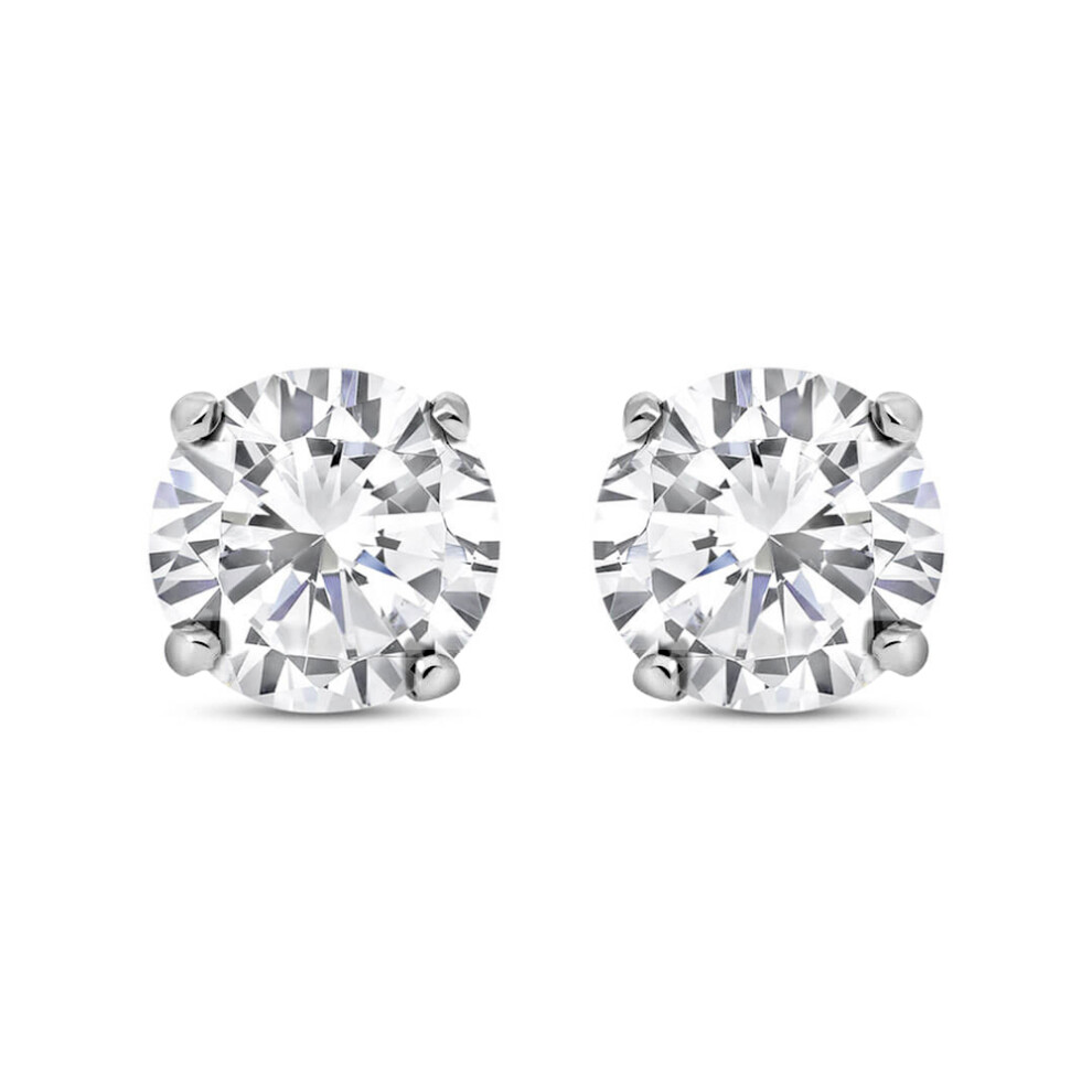 9ct White Gold  CZ 4 Claw Stud Earrings - 6mm - SENR02406