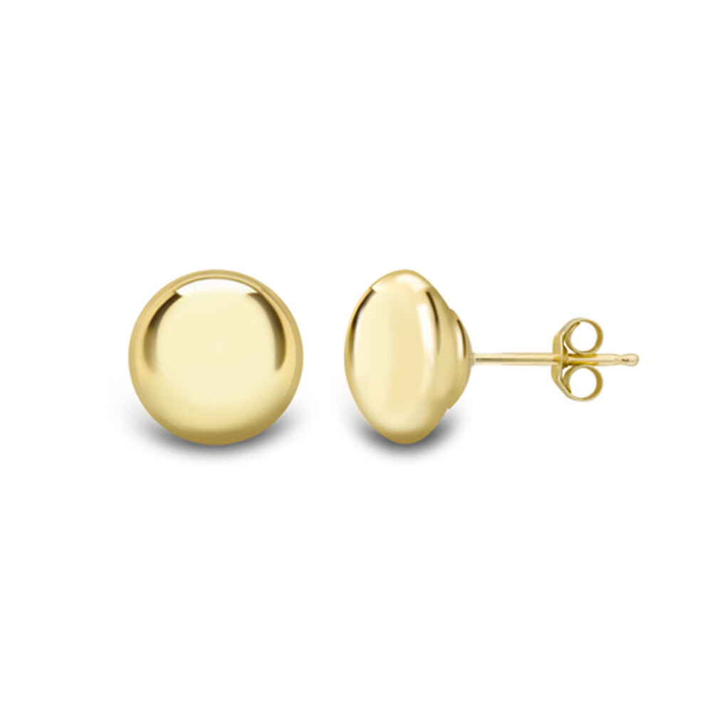 Jewelco London Ladies 9ct Yellow Gold Round Polished Button Stud Earrings - 4mm - SENR02121