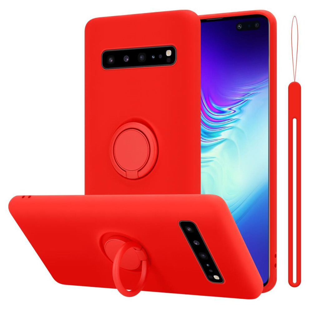 (LIQUID RED) Cadorabo Case for Samsung Galaxy S10 5G Cover Protection TPU Silicone Gel Back case Fokus Ring