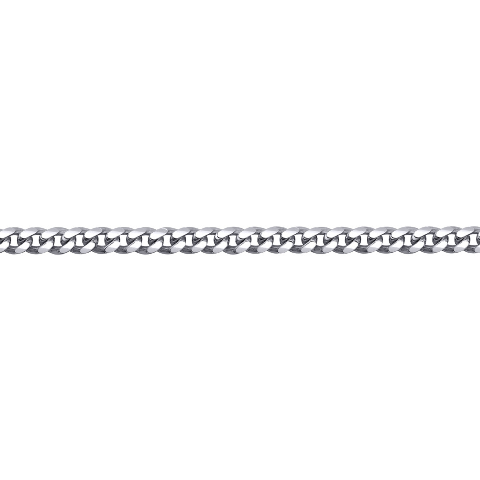 (18) Jewelco London Men's Rhodium Plated Sterling Silver Domed Curb Cuban 3.3mm Chain Necklace - ACN021A