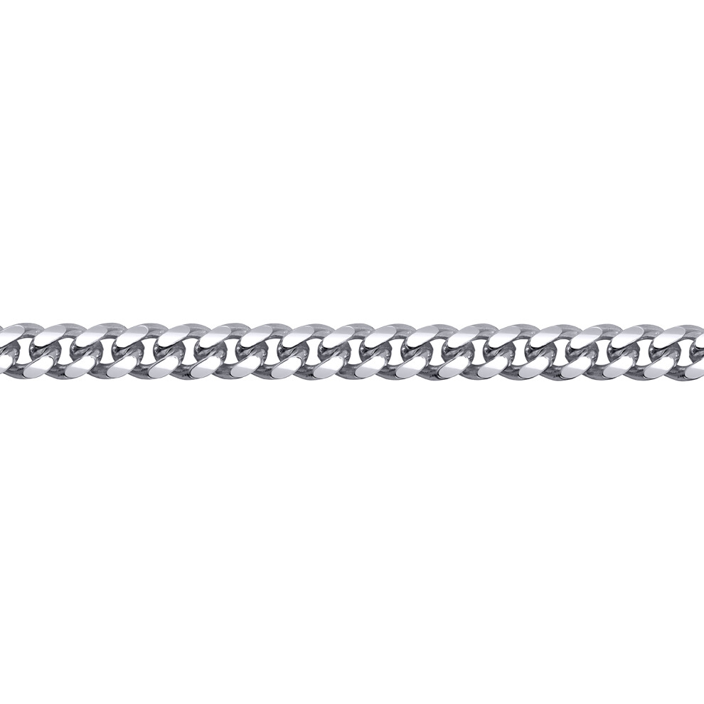 (22) Jewelco London Men's Rhodium Plated Sterling Silver Domed Curb Cuban 4.8mm Chain Necklace - ACN021B