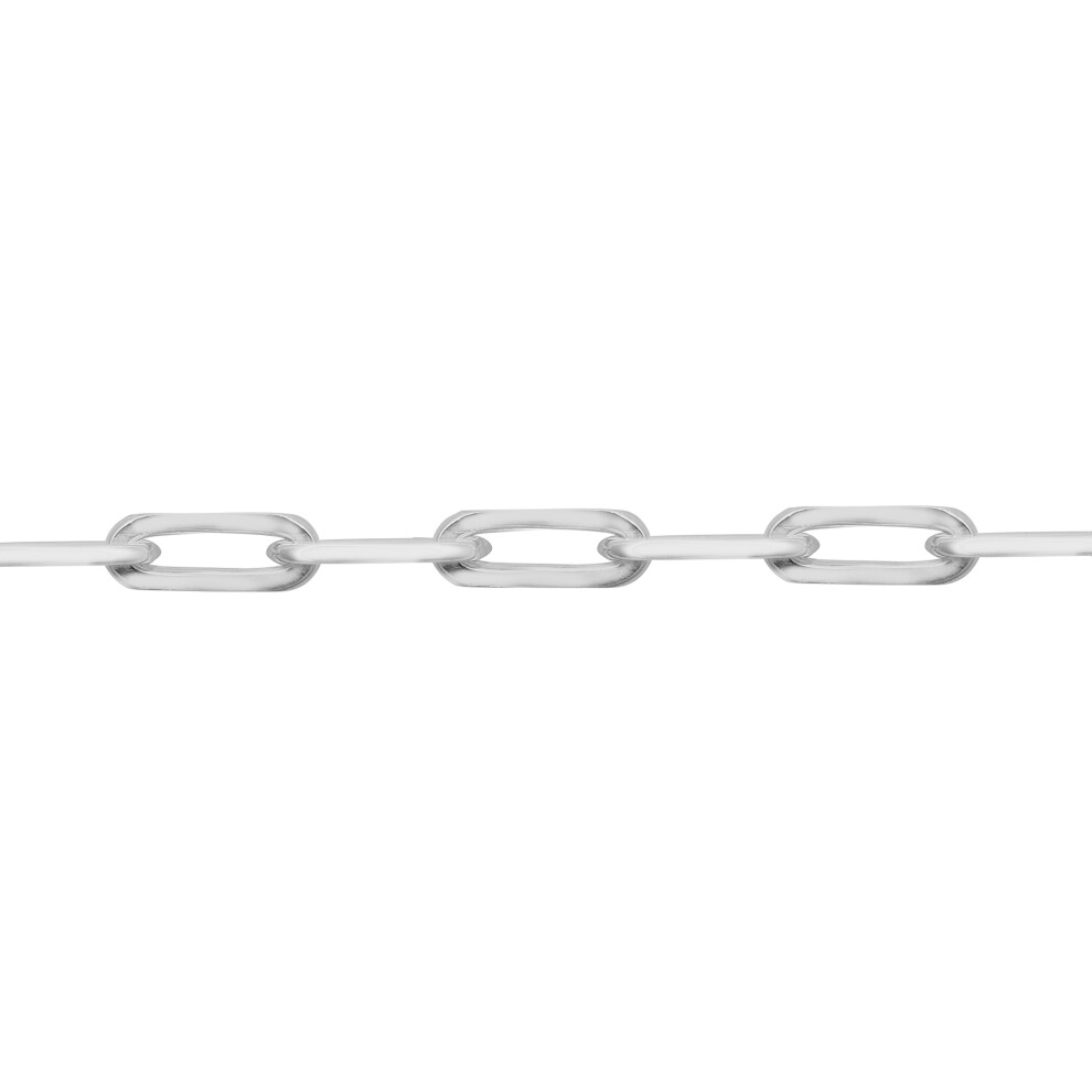 (18) Jewelco London Ladies Rhodium Plated Sterling Silver Elongated Oval Paperclip 4mm Chain Necklace - ACN043B
