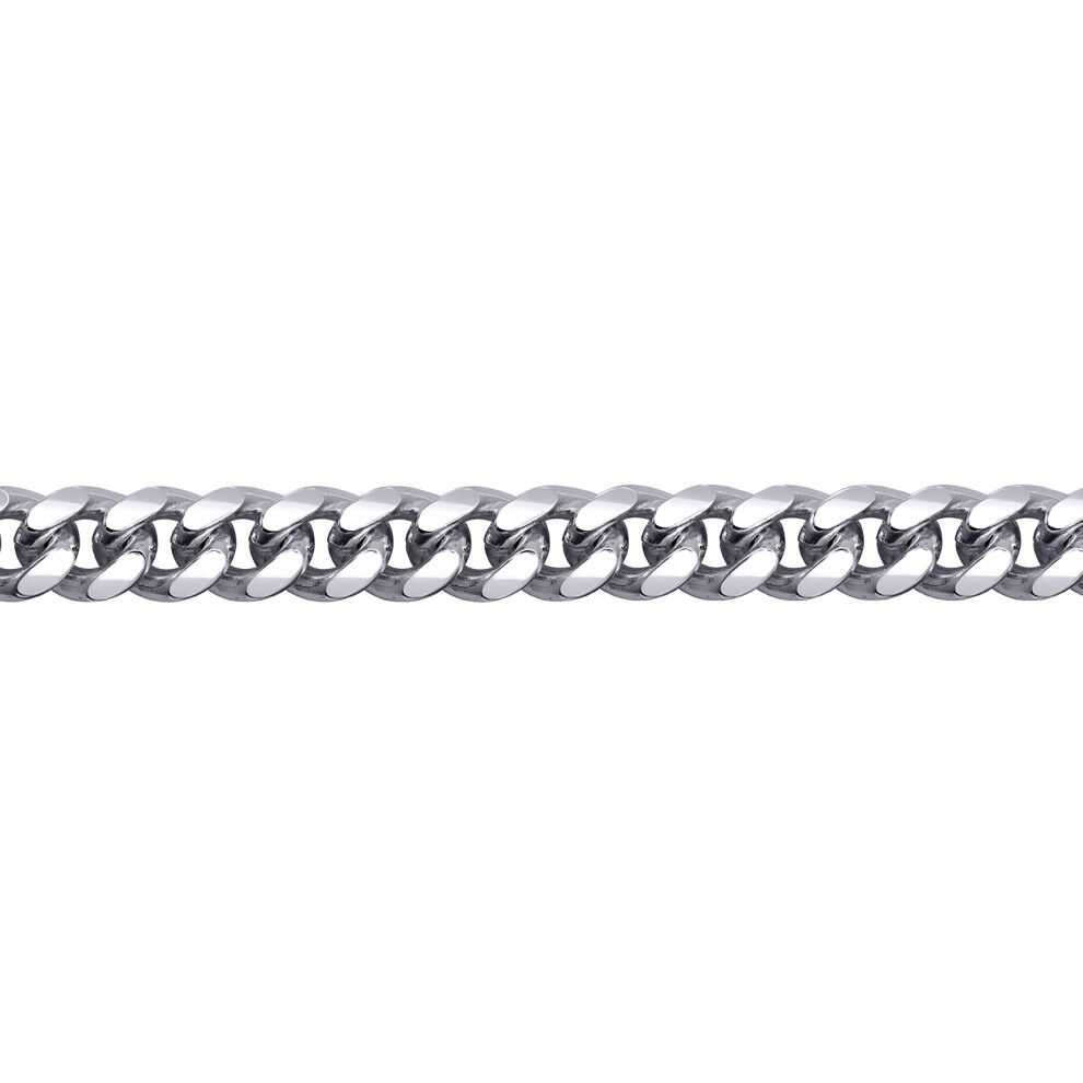 (22) Jewelco London Men's Rhodium Plated Sterling Silver Domed Curb Cuban 6mm Chain Necklace - ACN021C