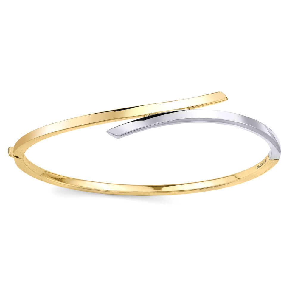 Jewelco London 9ct 2-Colour Gold Crossover Bangle Bracelet - BNNR02488