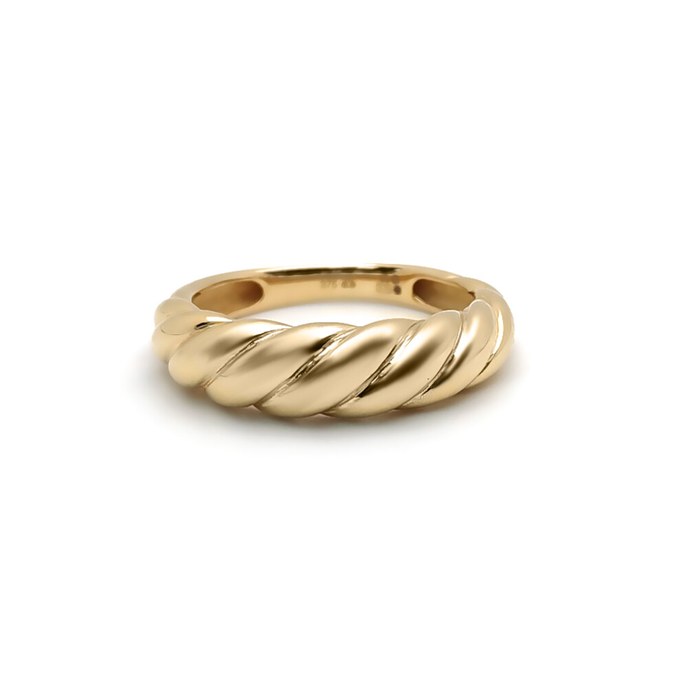 (M) Jewelco London 9ct Gold Gachnun Twist Dome Croissant Ring 6mm - 1-83-6269
