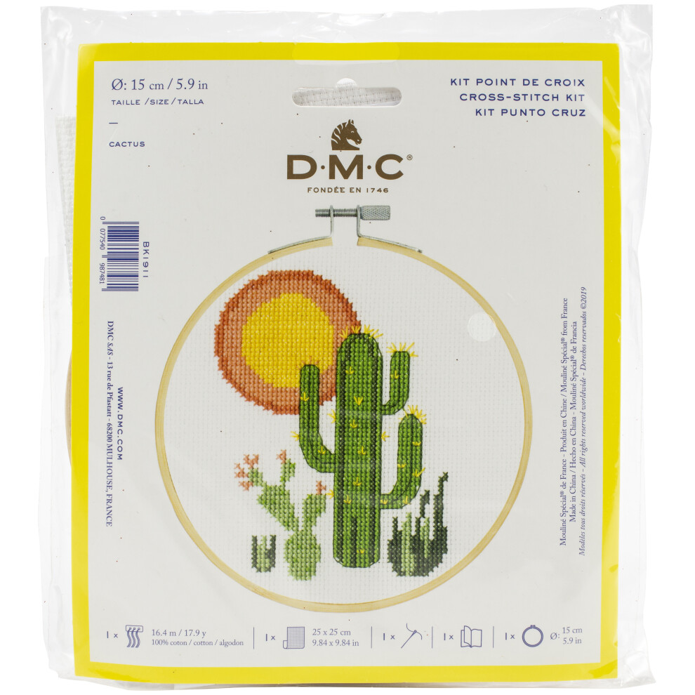 DMC Stitch Kit 6" Diameter-Cactus (14 Count) BKL-1911