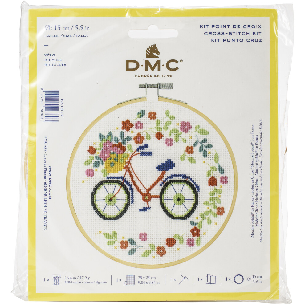 DMC Stitch Kit 6" Diameter-Bicycle (14 Count) BKL-1917