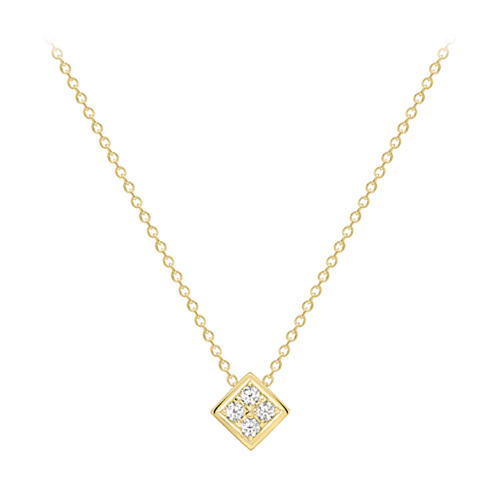 18ct Gold  Diamond Square Window Slider Necklace 0.9mm 18" 45cm - CBNR02212-18