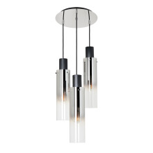Visconte Fumo Pendant Cluster 3 Light With Slim Smoke Shades - Black