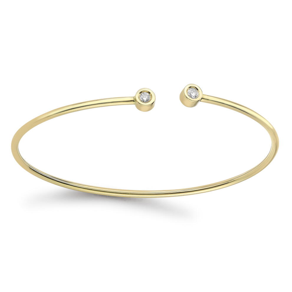 18ct Gold  Diamond Twin Donut Solitaire Torque Bangle 1.5mm 10pts - BGNR02064