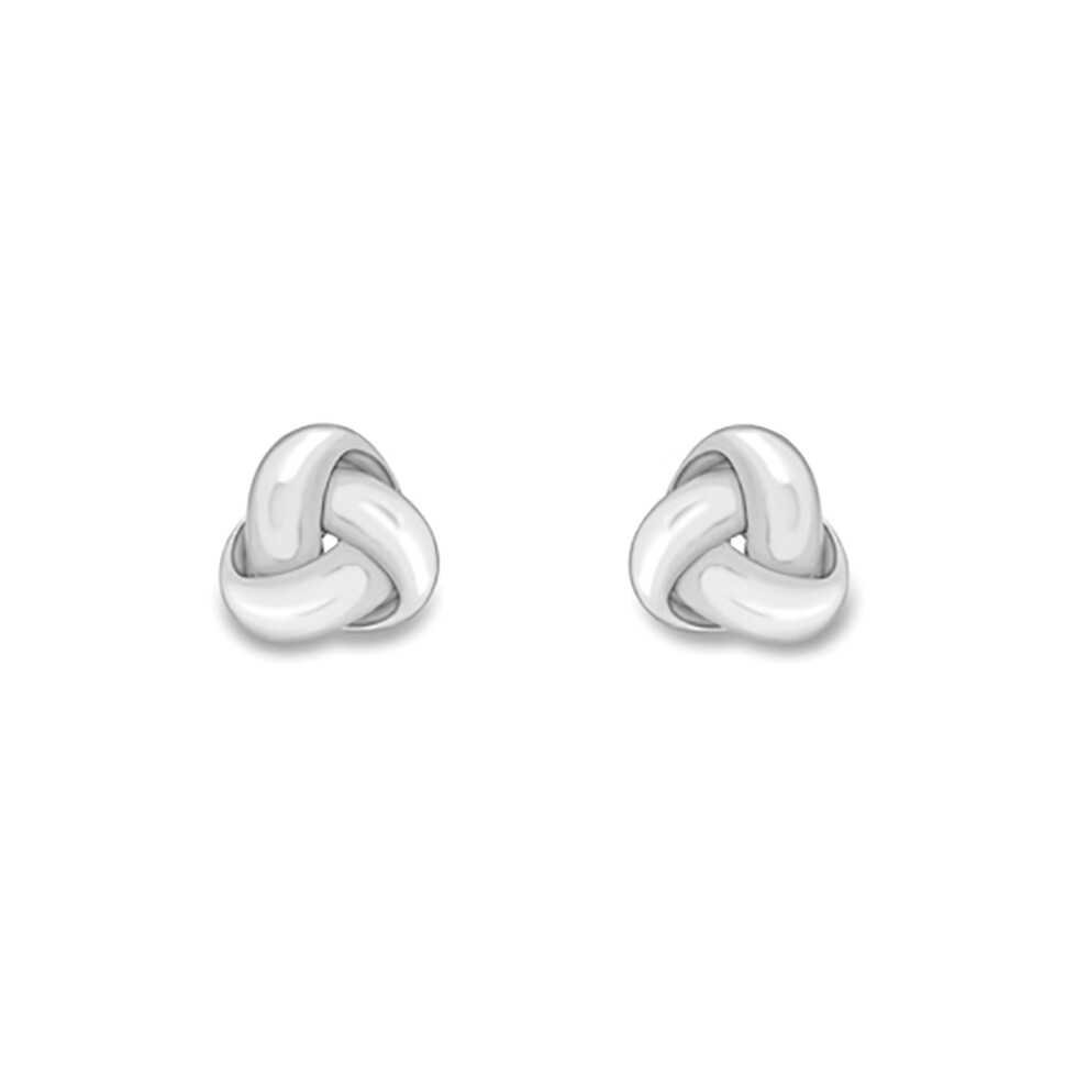 Jewelco London 9ct White Gold Trilogy Love Knot Stud Earrings - ERNR02716