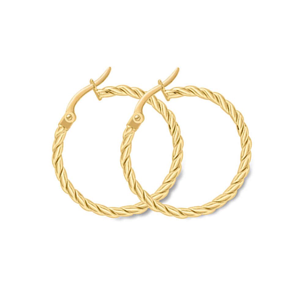 Jewelco London 9ct Yellow Gold Cable Twist Hoop Earrings - ERNR02799