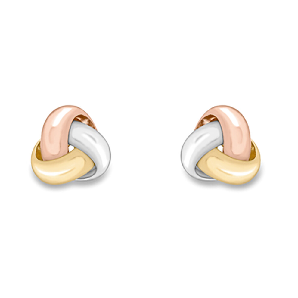 9ct 3 Colour Gold  Russian Love Knot Stud Earrings - ERNR02717