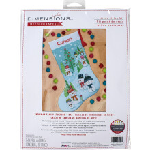Dimensions 70-08996 Kit Calza Natale Personalizzabile Snowman Family, 16" L, Aida Blu Chiaro 14 Count