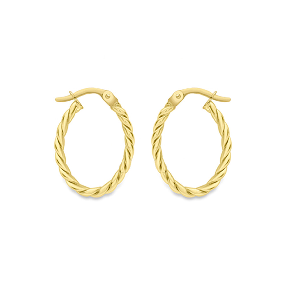 9ct Gold  Cable Twist Oval Hoop Earrings - ERNR02800