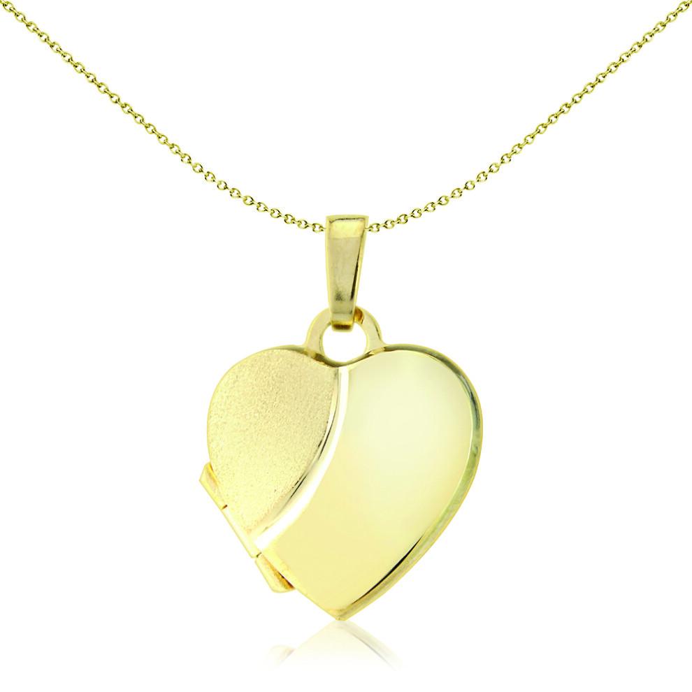 9ct Gold  Semi Satin Love Heart Locket Pendant 14mm - LKNR02201