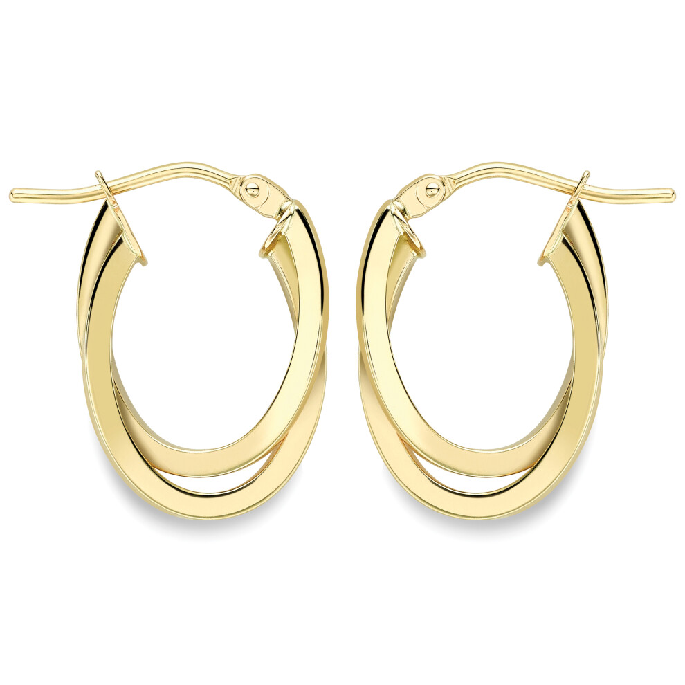 Jewelco London 9ct Yellow Gold Square Tube Horseshoe U-Shape Hoop Earrings - ERNR02383