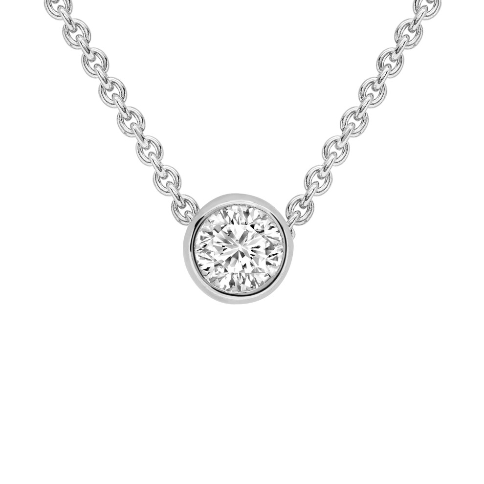 18ct White Gold  Diamond Solitaire Slider Necklace 0.9mm 18" 5pts - CWNR02178-18