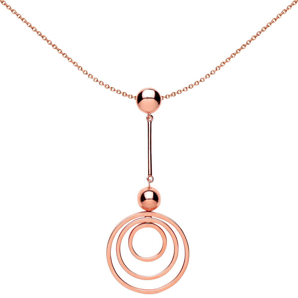 Jewelco London Ladies Rose Gold-Plated Sterling Silver Crop Circles Pendant Necklace 18 inch - GVP443