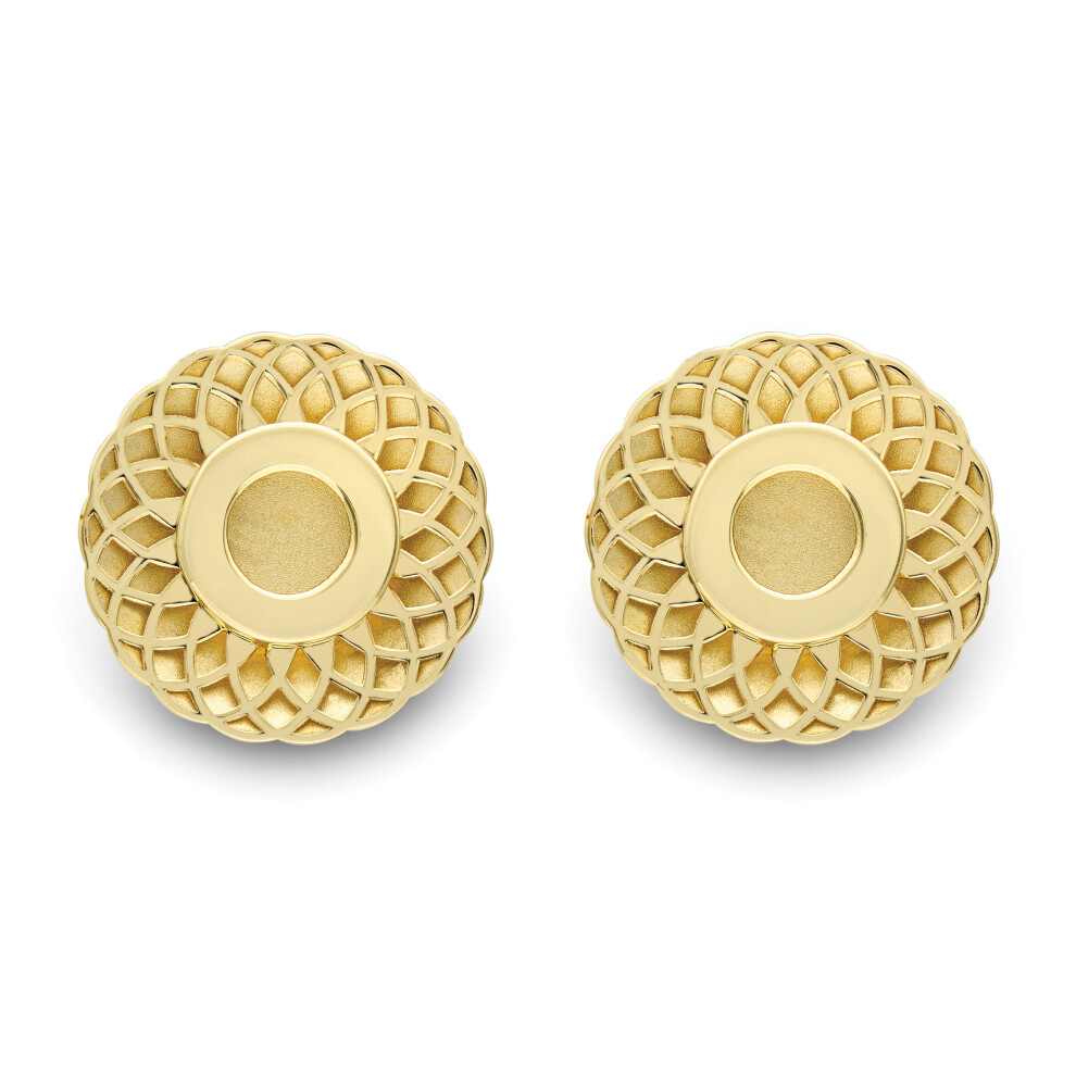 Jewelco London 9ct Yellow Gold Spirograph Filligree Donut Button Stud Earrings 10mm - SENR02881