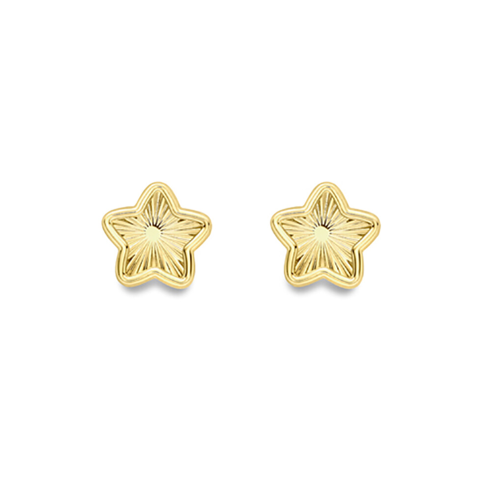 9ct Gold  Diamond-cut Starburst Twinkle Star Stud Earrings 5mm - SENR02883