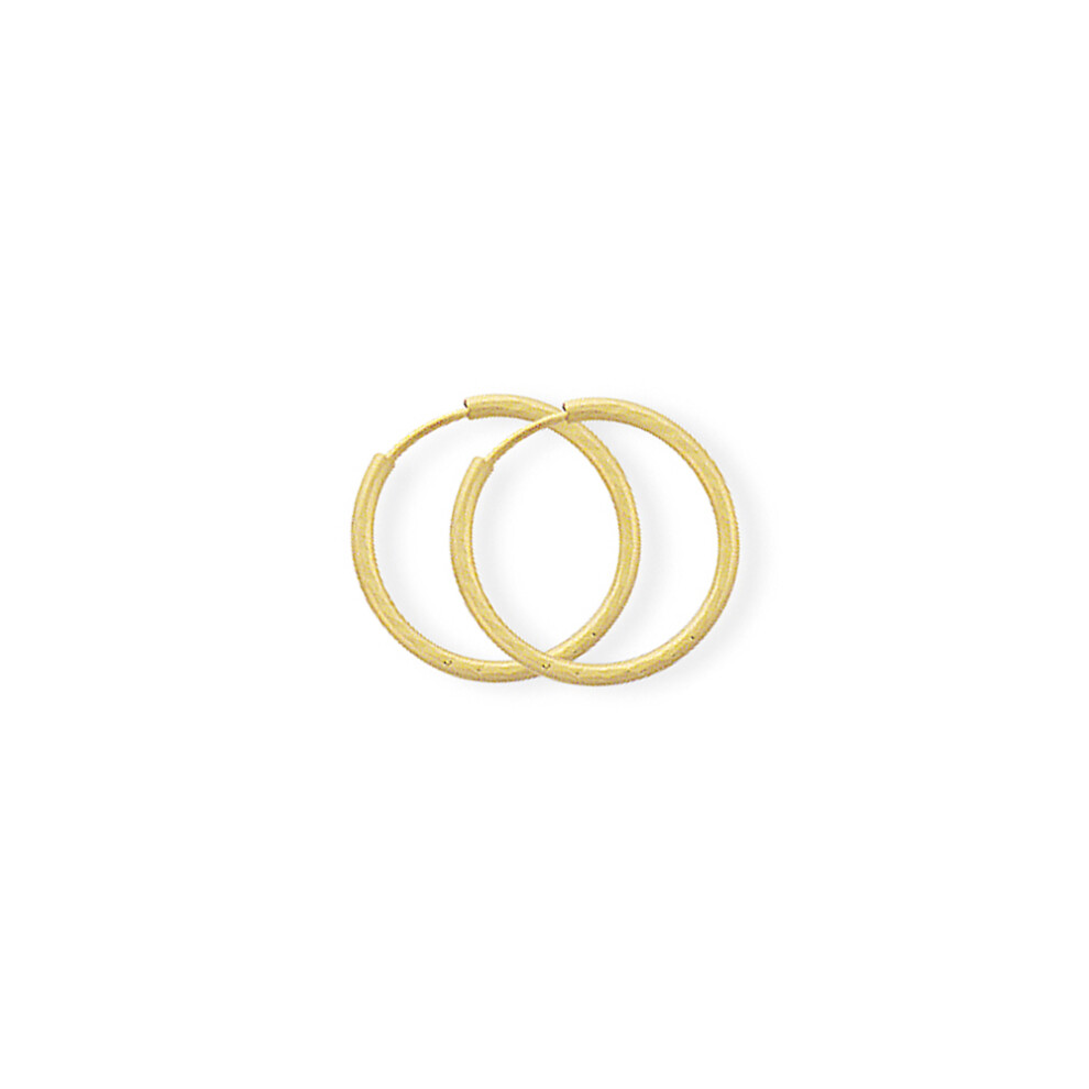 Jewelco London Ladies 9ct Yellow Gold 0.75mm Diamond-cut Sleeper Hoop Earrings - 14mm - SENR02929