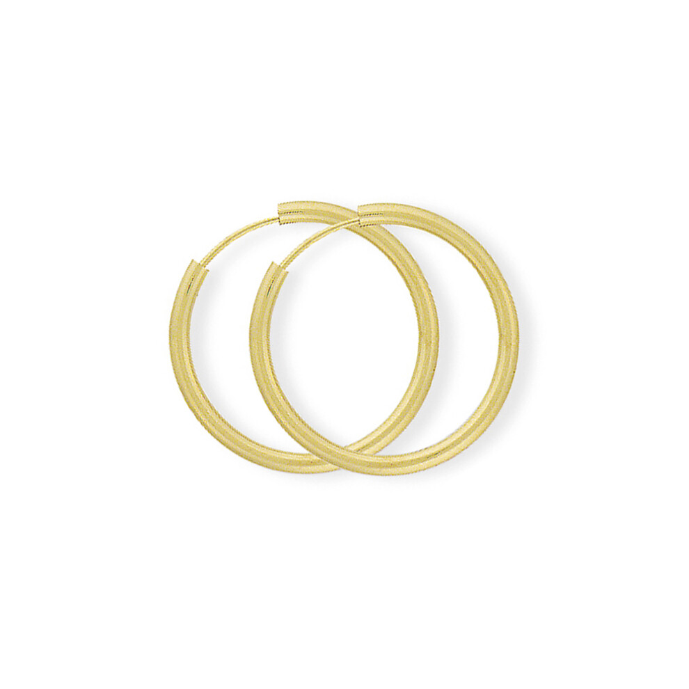 Jewelco London Ladies 9ct Yellow Gold 1.2mm Gauge Sleeper Hoop Earrings - 22mm - SENR02934