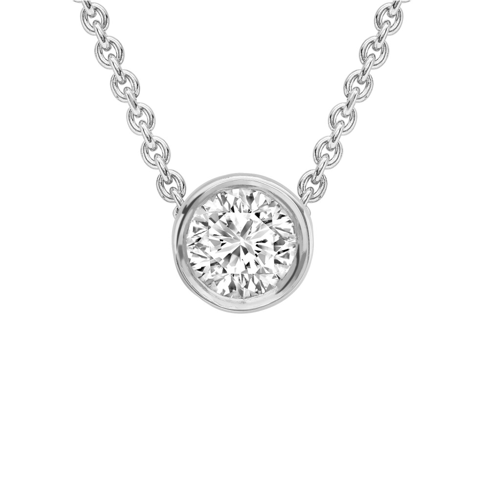 18ct White Gold  Diamond Solitaire Slider Necklace 0.9mm 18" 8pts - CWNR02179-18