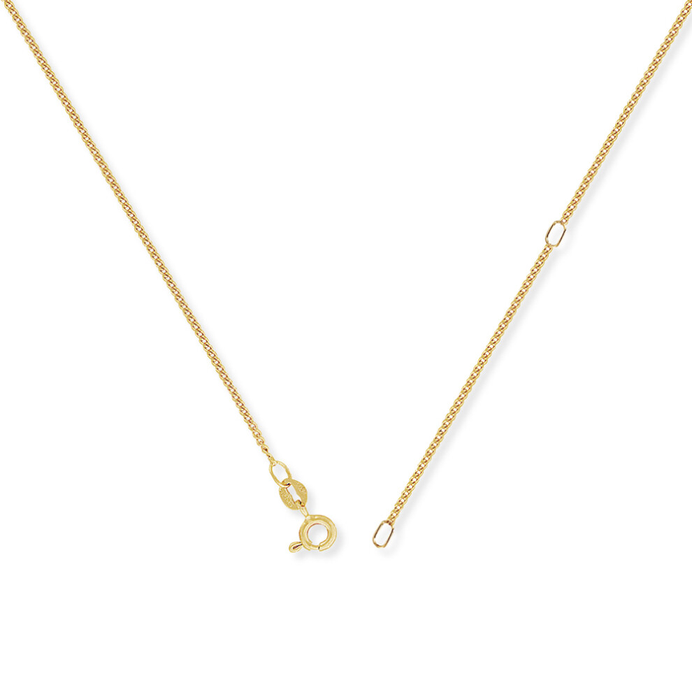 Jewelco London 9ct Yellow Gold Tight Link Diamond-Cut Classic Curb Pendant Chain Necklace 16-18 inch / 40-45cm - CNNR02025L-18