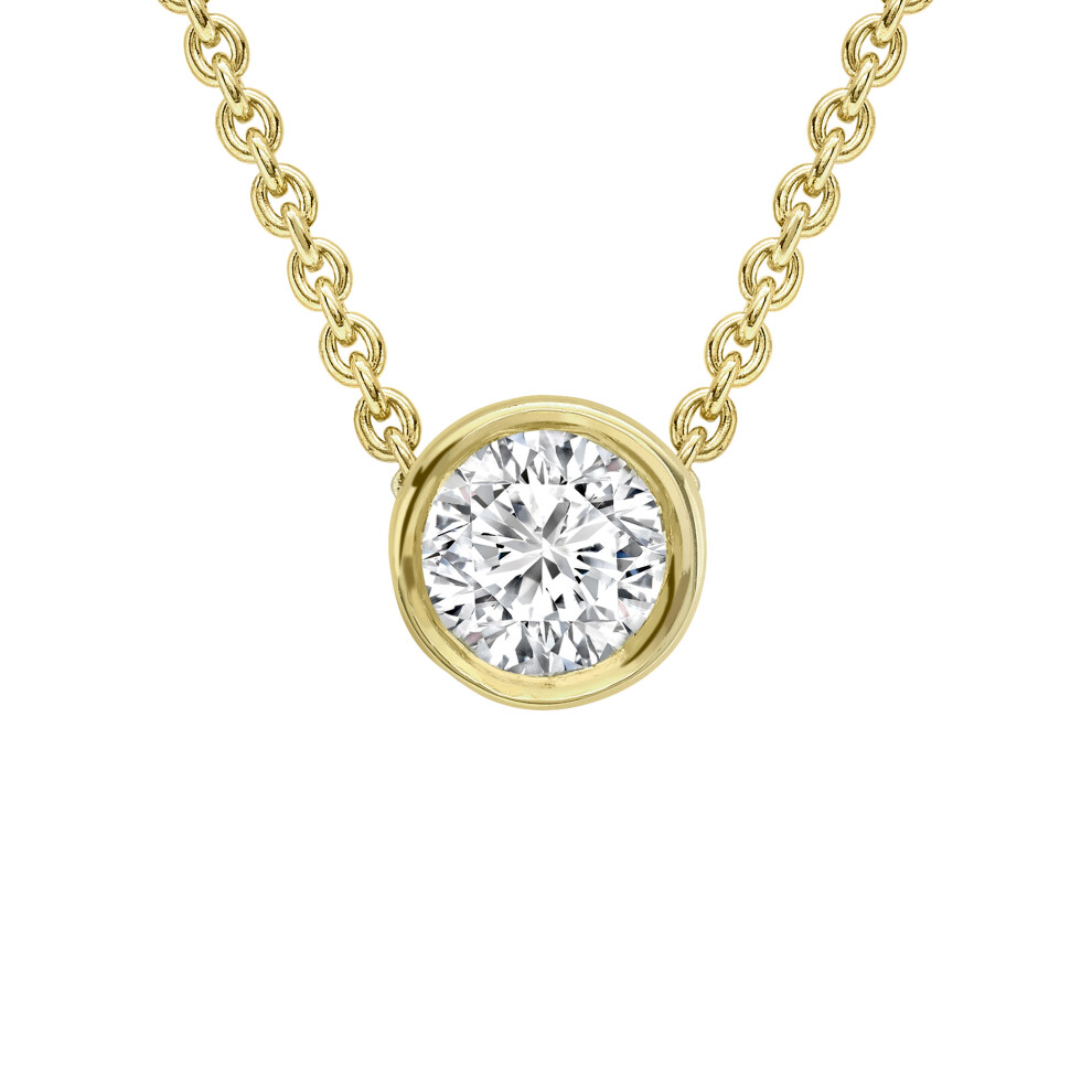 Jewelco London 18ct Yellow Gold Diamond Donut Bezel Slider Solitaire Necklace 0.9mm 18" 45cm 8pts - CBNR02179-18