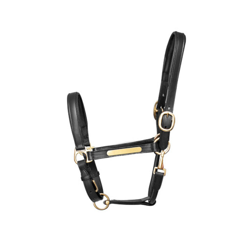 (X Full, Black) Hy Leather Head Collar