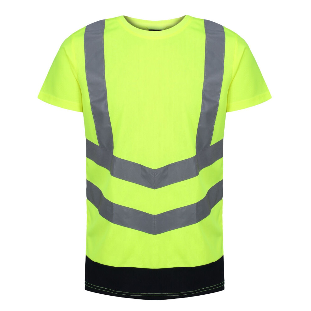 (L, Yellow/Navy) Regatta Mens Pro Hi-Vis Short-Sleeved T-Shirt