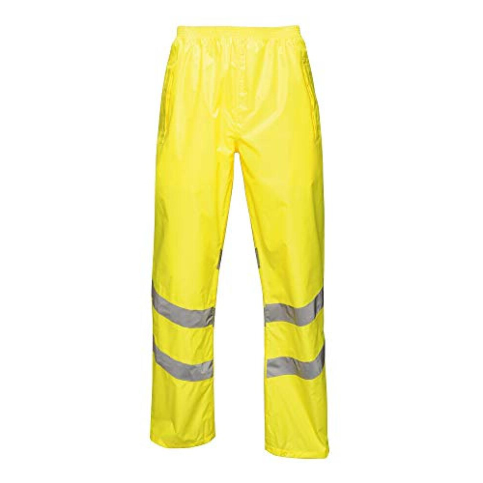 (3XL, Yellow) Regatta Unisex Hi Vis Pro Reflective Packaway Work Over Trousers