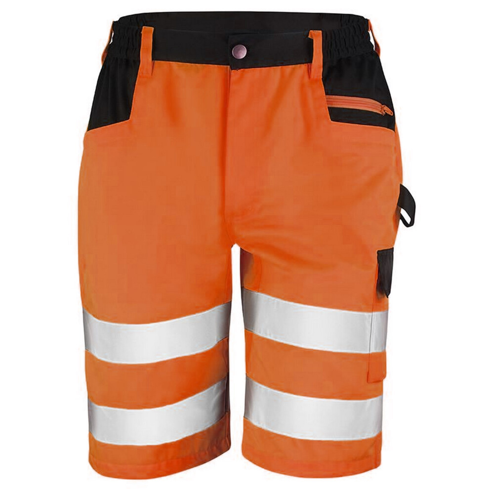 (L, Orange) Result Core Mens Reflective Safety Cargo Shorts