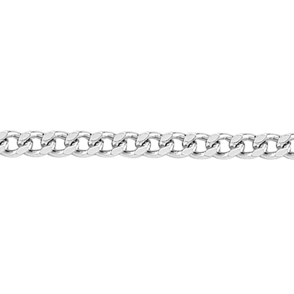 (18) Jewelco London Rhodium Plated Sterling Silver Fine Curb Pendant Chain Necklace 1.8mm