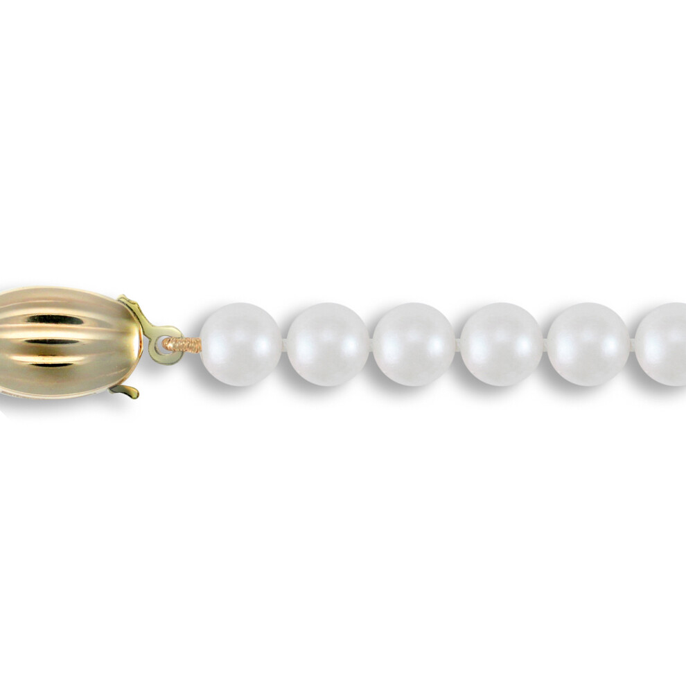 (20) Jewelco London Ladies 9ct Yellow Gold Clasp Seawater Cultured Akoya Pearl Elegant Necklace 6-6.5mm