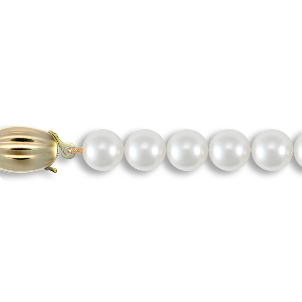 (16) Jewelco London Ladies 9ct Yellow Gold Clasp Seawater Cultured Akoya Pearl Elegant Necklace 7-7.5mm