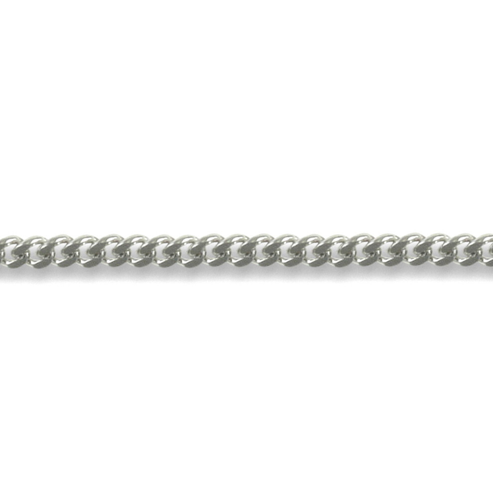 (16) Jewelco London Unisex Solid 9ct White Gold Diamond Cut Curb 1.0mm Gauge Pendant Chain Necklace