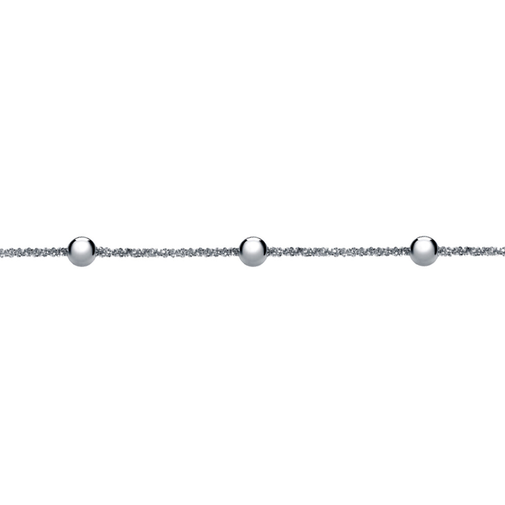 (18) Jewelco London Rhodium Sterling Silver "Stars and Planets" Sparkling Popcorn Bead Chain Necklace