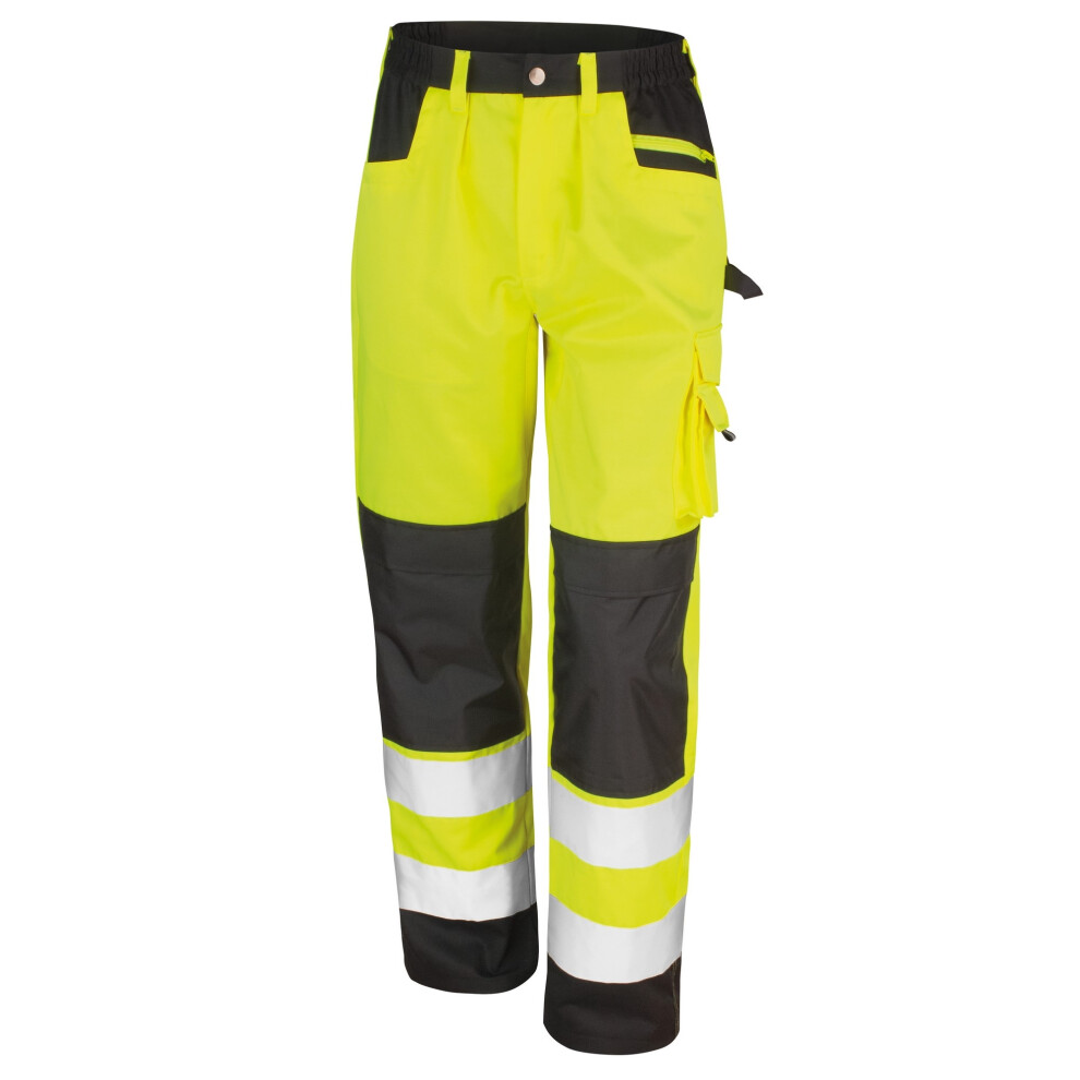 (XL, Hi-Vis Yellow) Result Safeguard Adults Unisex Hi Viz Cargo Trousers