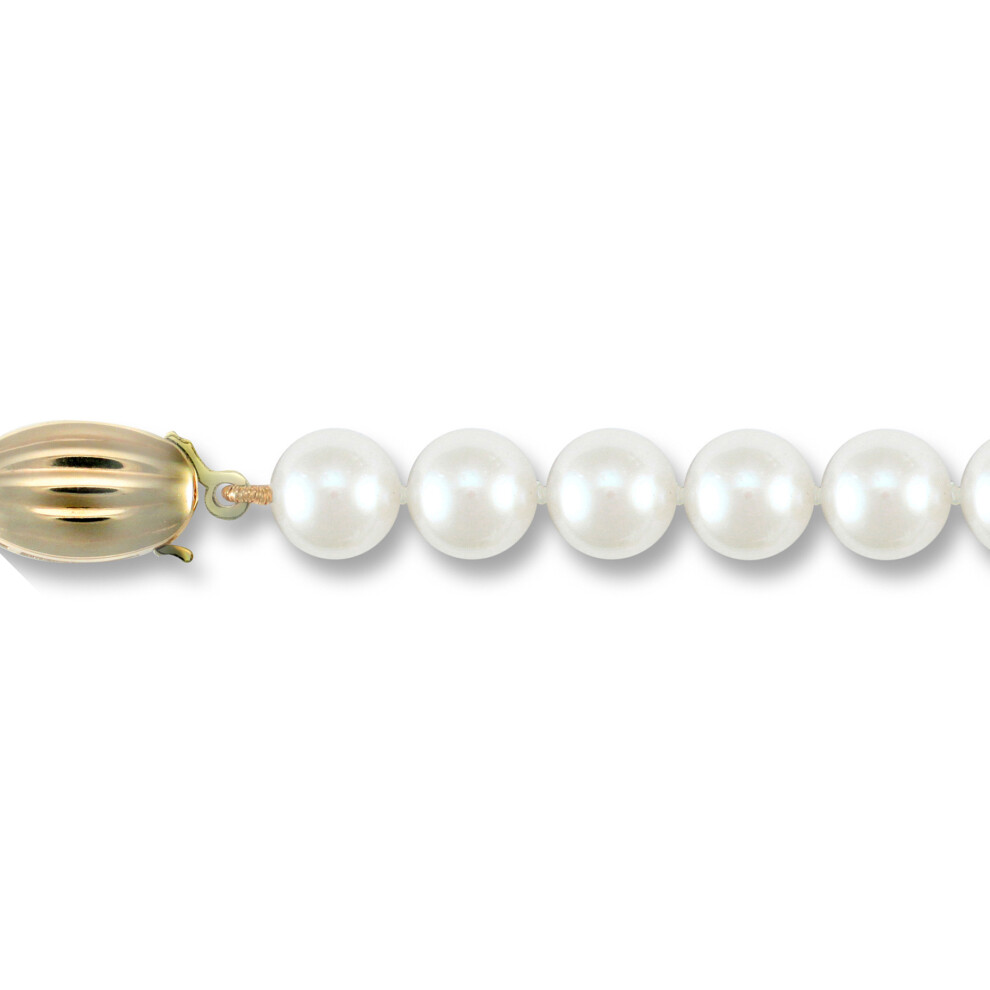 (20) Jewelco London Ladies 9ct Yellow Gold Clasp Seawater Cultured Akoya Pearl Elegant Necklace 7.5mm