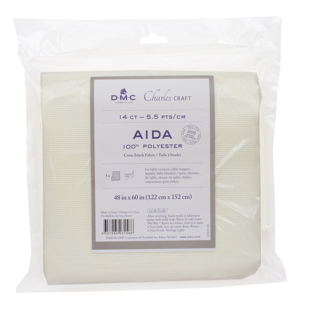 Charles Craft Polyester Aida 14 Count 48"X60"-Ivory TC4860EA-322