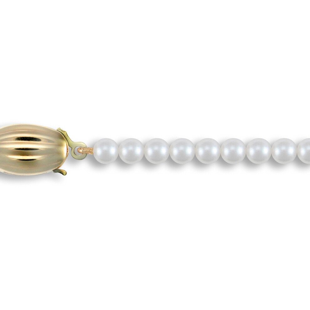 (16) Jewelco London Ladies 9ct Yellow Gold Clasp Seawater Cultured Akoya Pearl Elegant Necklace 4-4.5mm