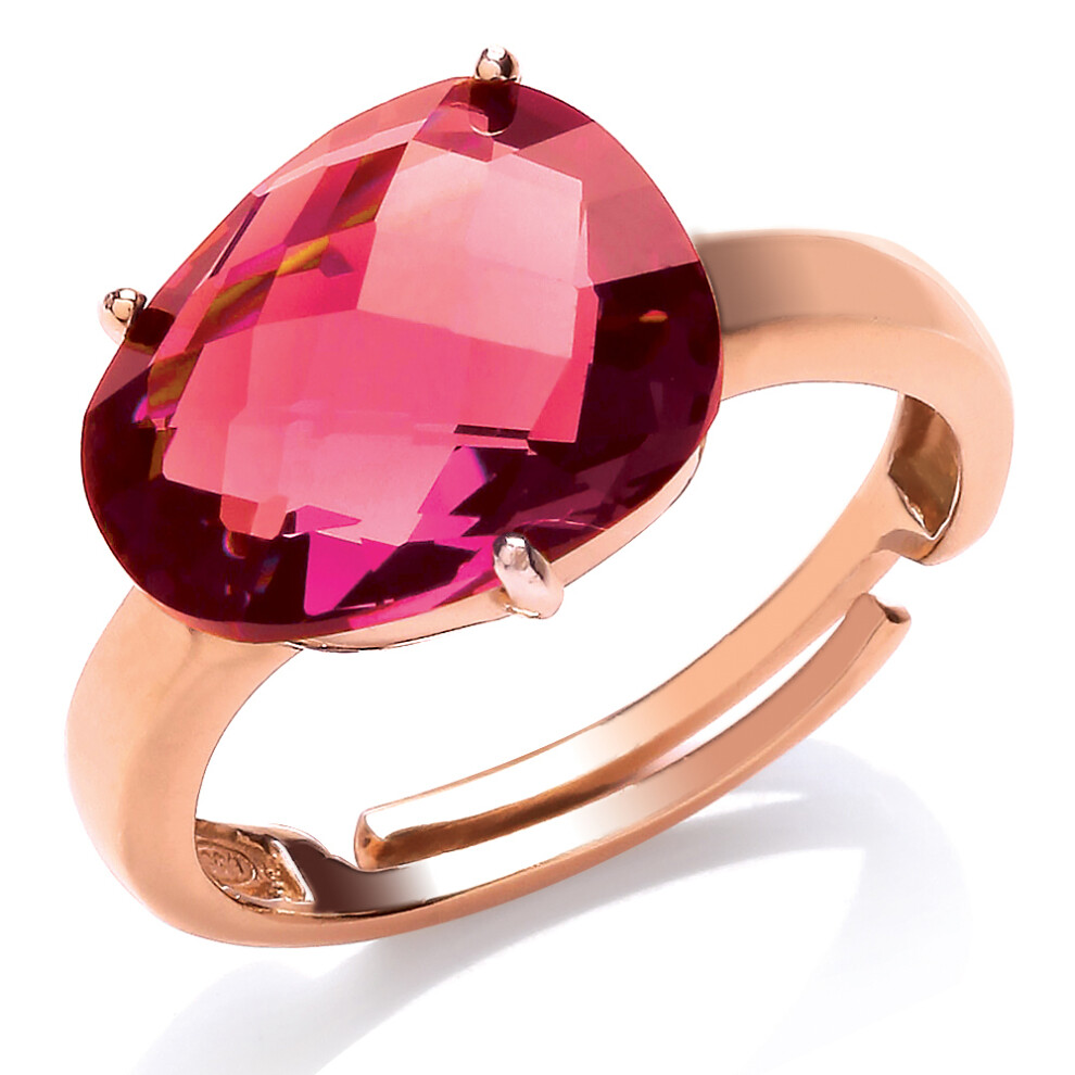 (P) Jewelco London Rose Gold-Plated Sterling Silver Red irregular-shape Cubic Zirconia Nugget Ring