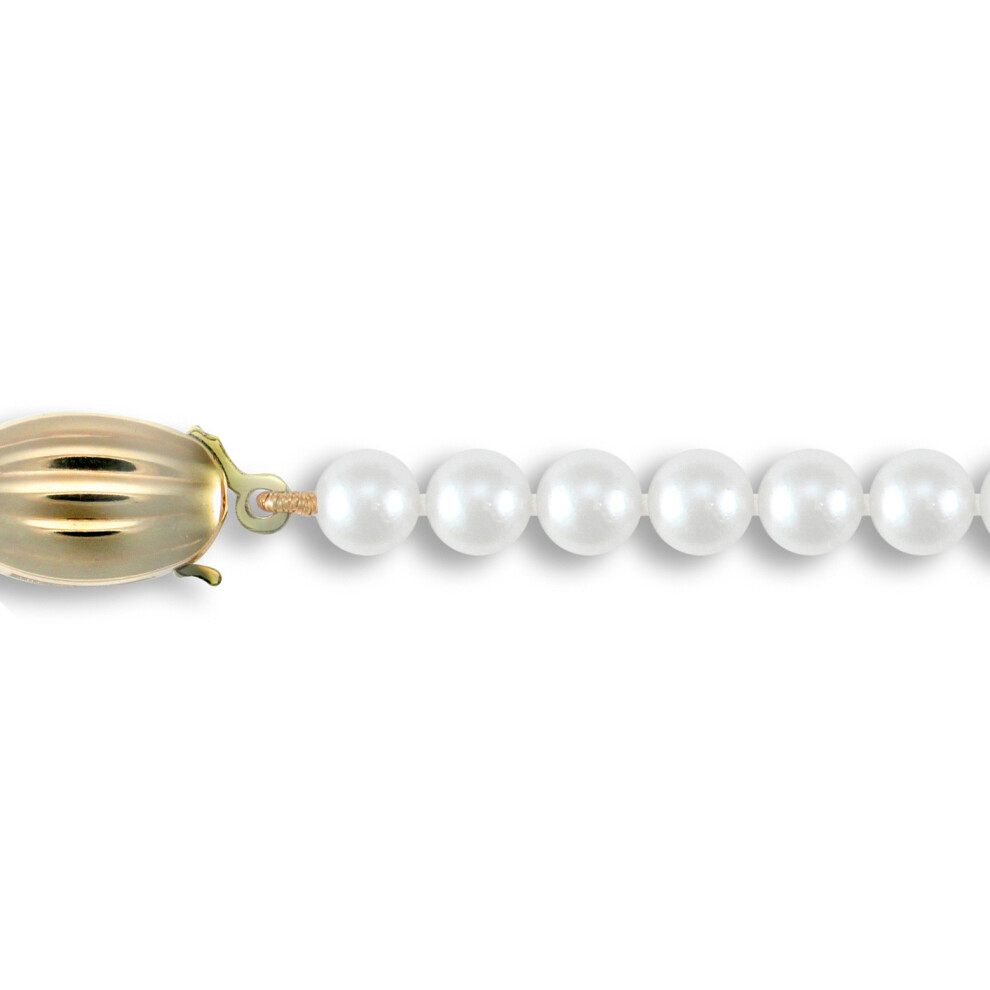(16) Jewelco London Ladies 9ct Yellow Gold Clasp Seawater Cultured Akoya Pearl Elegant Necklace 5-5.5mm