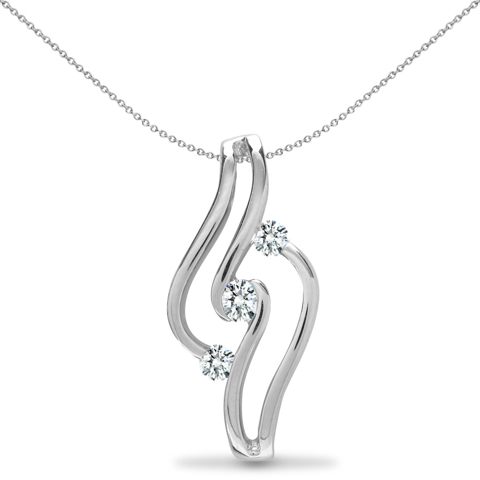 18ct White Gold  0.16ct Diamond Trilogy Waves Trilogy Pendant - 18P295